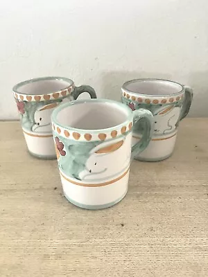 3 Solimene Vietri Campagna Rabbit Mug Italy Pottery Hand Painted 4” Bunny • $54.99