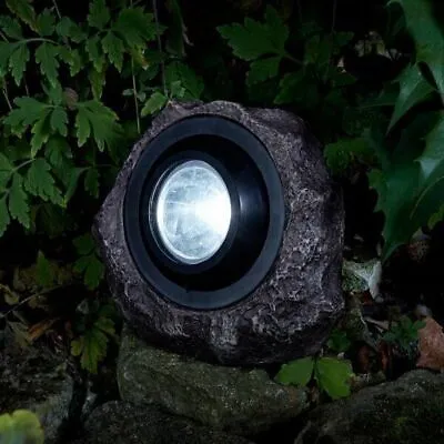 15L Rock Effect Super Bright Spotlights Solar Powered Garden Light Decorative • £16.59