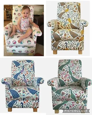 Children's Chairs Fryetts Peacocks Fabric Kids Armchairs Child's Small Nursery • £119.95