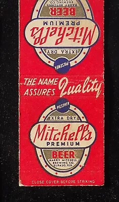 1940s Mitchell's Premium Pilsener Extra Dry Beer Harry Brewing Co. El Paso TX MB • $7.53