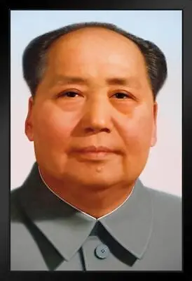 Chairman Mao Zedong Portrait China Chinese Black Wood Framed Art Poster 14x20 • $39.98