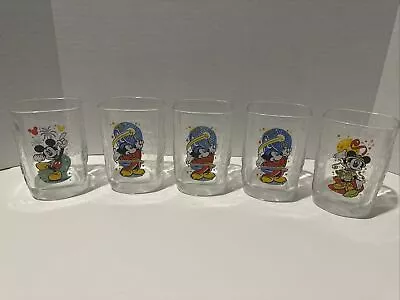 Walt Disney World Celebration McDonalds 2000 Mickey Mouse Glass Cups - Set Of 5 • $18.99