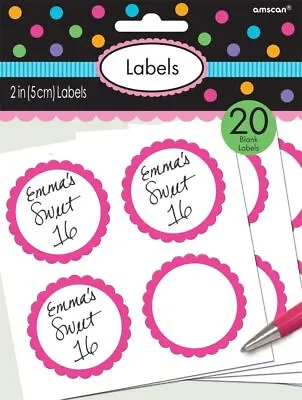 20 X Pink Candy Buffet Labels For Sweet Treat & Favour Bags Name Tags • £1.99