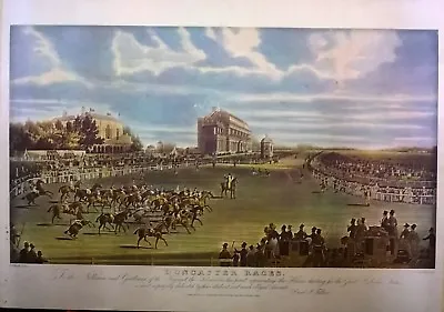 Antique James Pollard Aquatint Print 1832: Doncaster Races Great St Leger Stakes • £895
