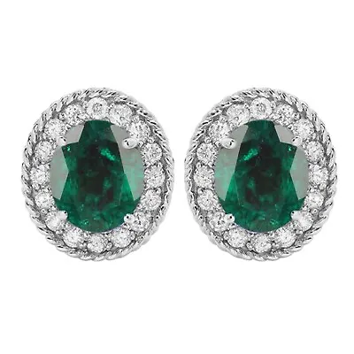 2.40Ct 100% Natural Zambian Emerald IGI Certified Diamond Studs In 14KT Gold • $420.75