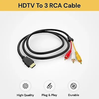 HDMI Male To 3 RCA RGB Male AV Video Audio Adapter Cable For HDTV DVD Player AU • $8.99