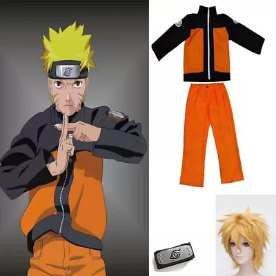 Adult Kids Naruto Shippuden Uzumaki Naruto Cosplay Costume Boys Role Play Suit • $58.25