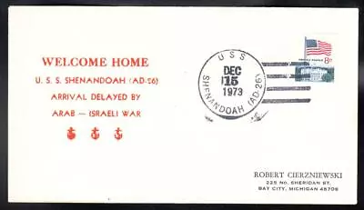 USS SHENANDOAH AD-26 1973 Arab Israeli War Naval Cover (A8051) • $3.95