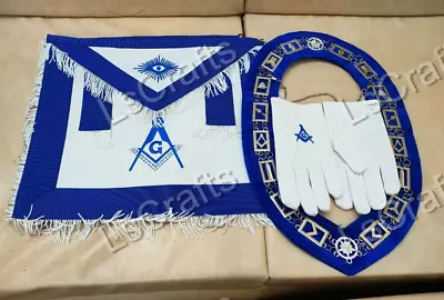 Masonic Regalia Master Mason Apron Chain Collar And Gloves Full Set • $65