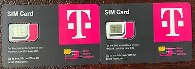 2X Genuine T-Mobile SIM CARD R15 5G 4G LTE TMobile Triple Cut Nano Micro 3 In 1 • $8.94