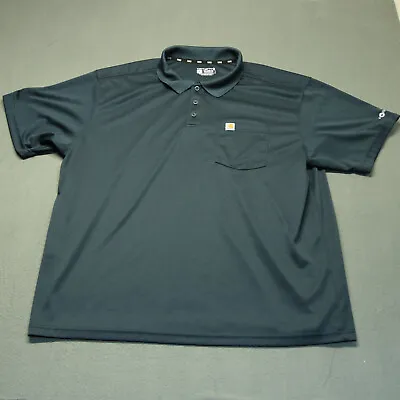 Carhartt Force Polo Shirt Men's XXL 2XL Blue Solid Work Pocket Buttons Golf • $19.99