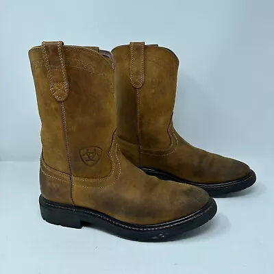 Ariat Work Boots Mens 9D Tan Brown Sierra Slip Resistant Wellington 10004986 • $39.99