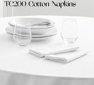 £76.99 • Buy 100X White Cotton Napkin Table Linen Dinner 100% Egyptian Hotel Wedding Tc200