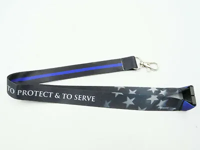 $8.99 • Buy Thin Blue Line Awareness Police Detachable Printed Lanyard Key Chain