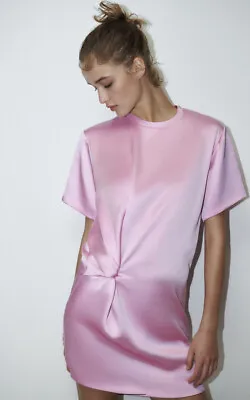 $28.04 • Buy Zara Satin Silky Mini Dress In Pink Size M RRP £32