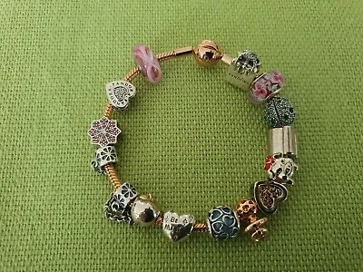 $380 • Buy PANDORA - 14ct Rose Gold-Plated Moments Bracelet With Charms - Excellent Cond!