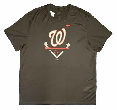 Nike Dri-Fit Washington Nationals Short Sleeve Shirt MLB Logo Gray Men's 2XL New • $29.95