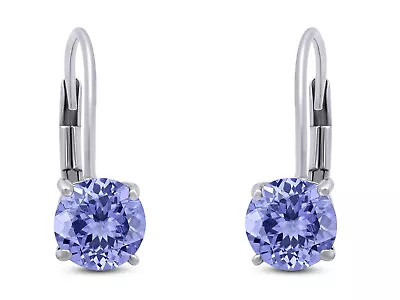 Dangle Earring Round Cut Simulanted Tanzanite Gemstone In 925 Sterling Silver • $29.14