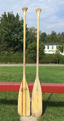 2 WOODEN  PADDLES 60  Long WEATHERED Oars Boat CANOE L@@K! • $84.50