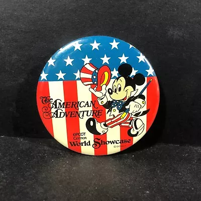 Mickey Mouse '80s Disney World Button/Pinback Badge American Adventure Epcot 2.5 • $3