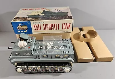 Vintage Tin Toy Anti-aircraft Tank Gyro Action & Box Battery Operated Works • $75