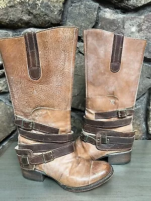 Freebird DAKOTA Boho Brown Cognac Leather Riding Western Boots Sz 8 • $89.99