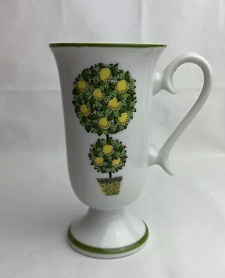 Vtg. Lemon Topiary Tree Pedestal Footed Tea Coffee Cup New Trends Japan 5 1/2” • $16.99