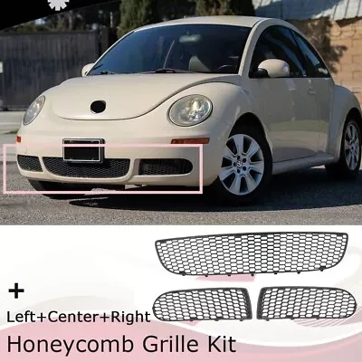 Fits VW New Beetle 2006-2010 Front Bumper Lower Grille Honeycomb Grill Set Of 3 • $58.99
