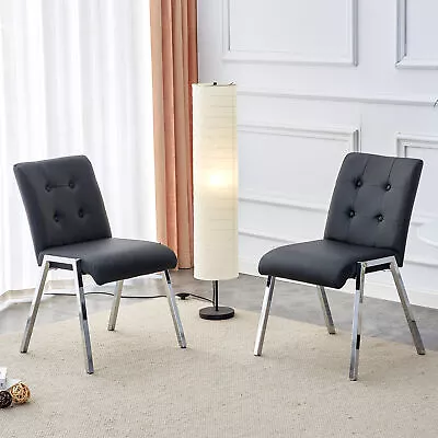 Armless High Backrest Dining Chair Electroplated Metal Legs Black 2-piece Set • $123.99