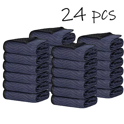 24 Pieces Moving Blankets 80 ×72 Inch Heavy Duty Shipping Moving Pads Blue • $106.58