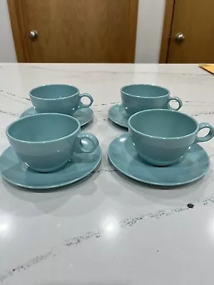 4 Sets Of Vintage Melmac Melamine Turquoise Aqua Cups & Saucers Windsor Roymac • $6.80