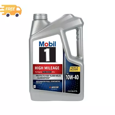 Mobil 1 High Mileage Full Synthetic Motor Oil 10W-40 5 Qt • $28.31