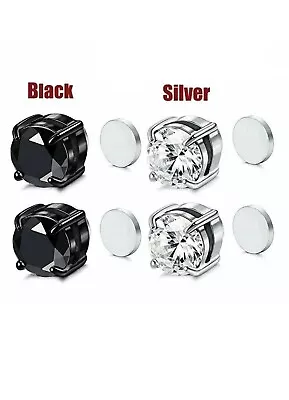 New Stainless Steel Magnetic Stud Earrings For Womens Mens Non-Piercing Clip On • $4.99