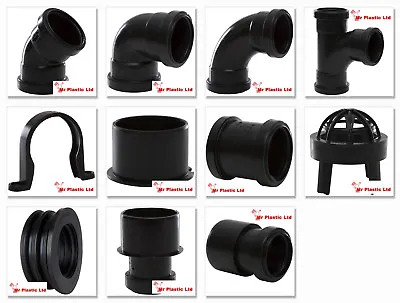 Polypipe 50mm Push Fit Waste Pipe Fittings In Black (actual Size 54mm) • £2.51