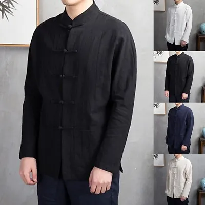 Mens Jacket Mens Tops Shirt Solid Color Tang Suit Blouse Chinese Clothing • £17.68