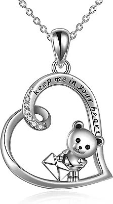 Cat/Mermaid/Bear/Panda/Bunny Necklace Sterling Silver Animal Necklace I Love You • $71.24