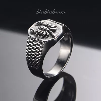 Vintage Scorpion King Signet Ring Solid Stainless Steel Men's Ring Size 7-13 • $12.97