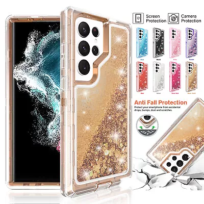 $15.15 • Buy For Samsung S23 S21 S20 Note 20 Ultra Liquid Glitter Bling Defender Case Cover 
