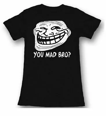 You Mad T-Shirt U Mad Bro Troll Face Juniors Black Tee Shirt Juniors Small • $12.99