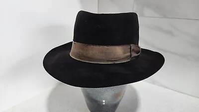 Mens Genuine Rare Vintage  Huckel Black Fedora Pure Felt Hat Sz 58 Cm Ex Cond • $149.99