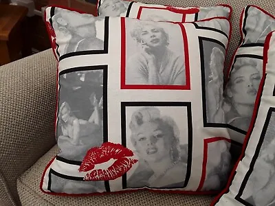 Marilyn Monroe  18 X18  45cm Cushion Cover Black White Red Lips Handmade • £10