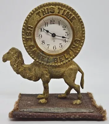 Antique 1800's ANSONIA  Camel Brand Belting  Figural Victorian Advertising Clock • $374.99