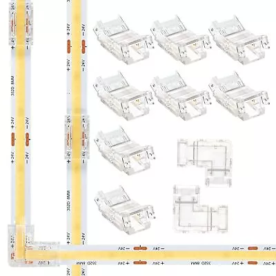 Solderless & Gapless 8mm 2 Pin COB LED Strip Connector 8 Pack And L Shape 2 P... • $10.25