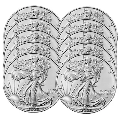 Lot Of 10 - 2023 $1 American Silver Eagle 1 Oz BU • $334.47