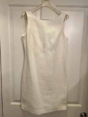 Banana Republic Mad Men White Sleeveless Cotton Sheath Size 4 • $15