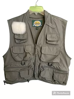 Mens Medium - CABELAS Fly Fishing Hunting Khaki Vest W/ Hook Hanger • $29.99
