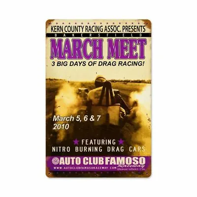 Kern County Drag Racing 2010 March Meet 18  Heavy Duty Usa Made Metal Adv Sign • $82.50