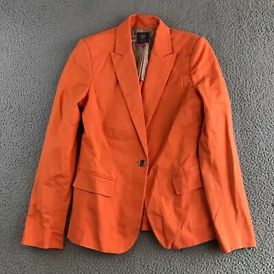 Vince Camuto Blazer Women's Size 2 Orange Shoulder Pads 1 Button Pockets • $22.39