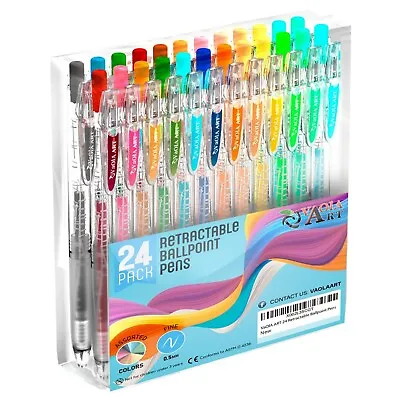 Retractable Gel Pens - Colored Pens For Adult Coloring - Cute Pen Set 24 Colors • $14.99