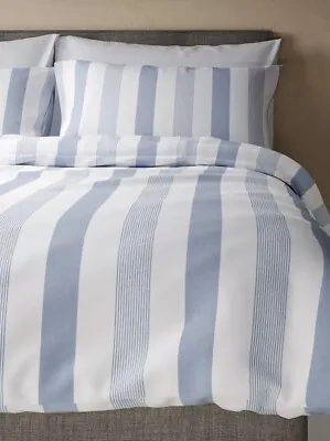 M&s Hadley Pure Cotton Single Striped Duvet Set - Excellent Condition • £15